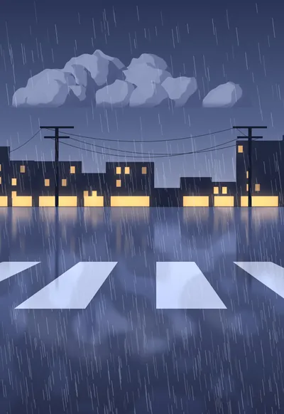 Rainy Crossing, Anime wallpaper for iPhone Duo