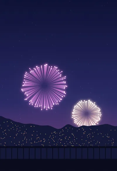 Rooftop Fireworks, Anime wallpaper for iPhone Duo