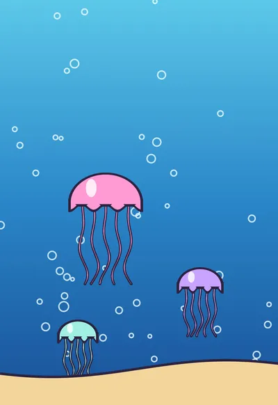 Jelly Sea, Cartoon wallpaper for iPhone Duo