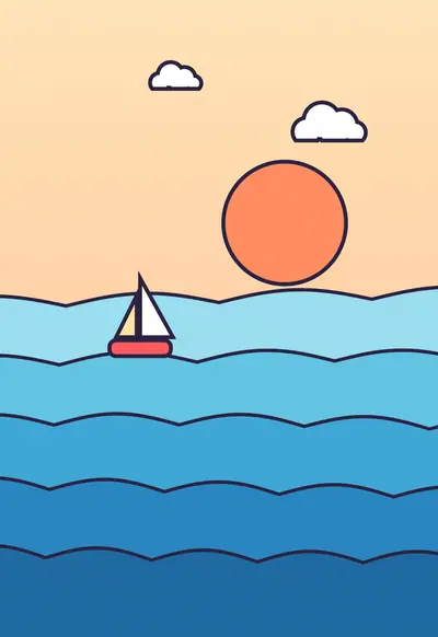 Ocean Doodle, Cartoon wallpaper for iPhone Duo