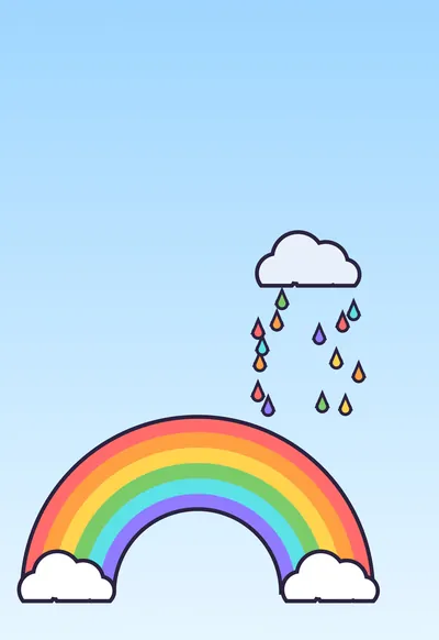 Rainbow Rain, Cartoon wallpaper for iPhone Duo