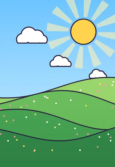 Sunny Hills, Cartoon wallpaper for iPhone Duo