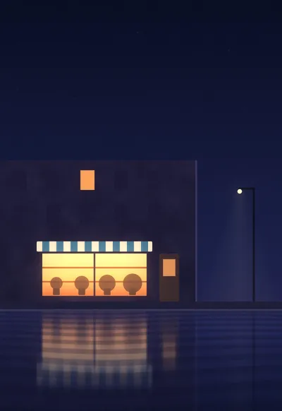 Corner Glow, Lo-fi Night City wallpaper for iPhone Duo
