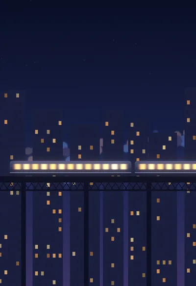 Late Train, Lo-fi Night City wallpaper for iPhone Duo
