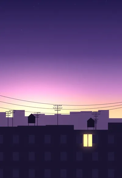 Rooftop Antennas, Lo-fi Night City wallpaper for iPhone Duo