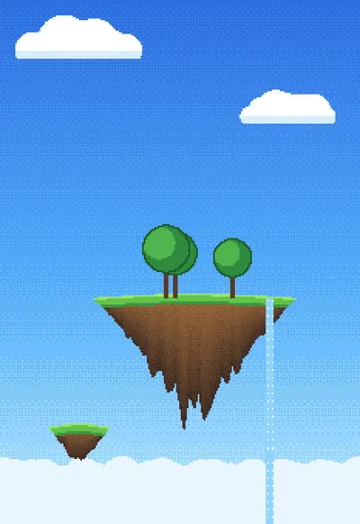 Cloud Kingdom, Pixel Art wallpaper for iPhone Duo
