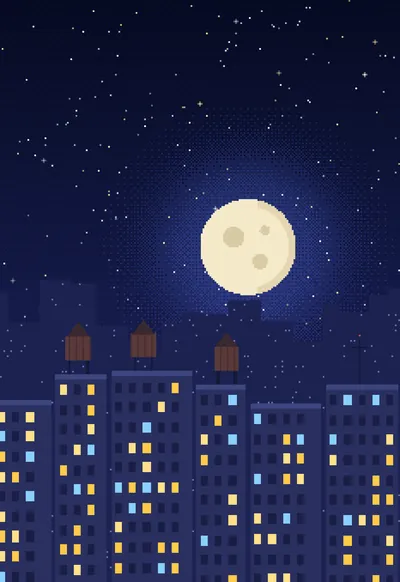 8-Bit Night City, Pixel Art wallpaper for iPhone Duo