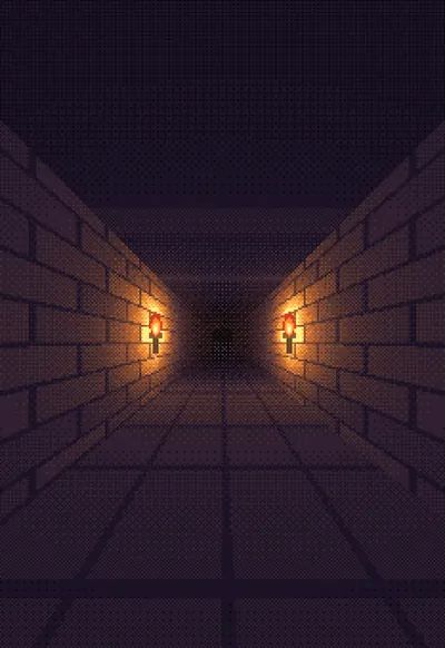 Torchlight Hall, Pixel Art wallpaper for iPhone Duo