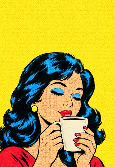 Coffee First, Pop Art wallpaper for iPhone Duo