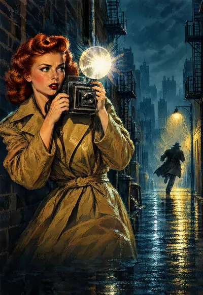 Flashbulb Alley, Vintage Pulp wallpaper for iPhone Duo