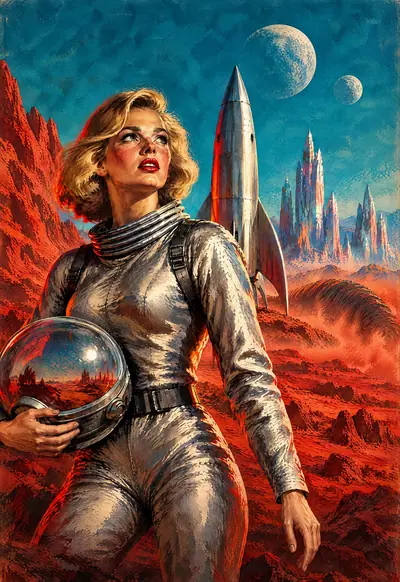 Beyond the Twin Moons, Vintage Pulp wallpaper for iPhone Duo