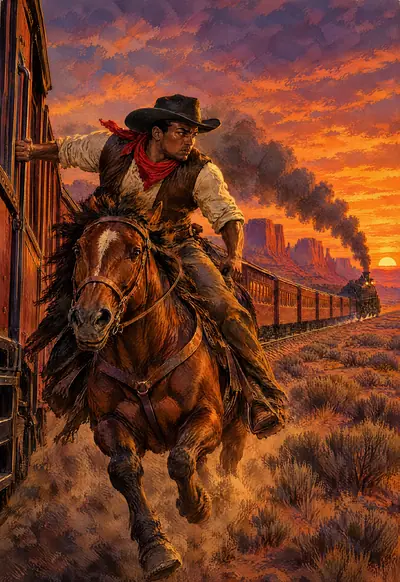 The Iron Horse Chase, Vintage Pulp wallpaper for iPhone Duo
