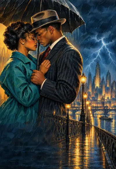 Thunder on the Bridge, Vintage Pulp wallpaper for iPhone Duo