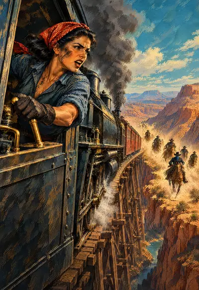 Last Train to Sierra Roja, Vintage Pulp wallpaper for iPhone Duo