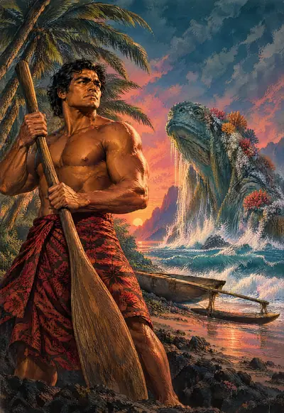 Beast from the Reef, Vintage Pulp wallpaper for iPhone Duo