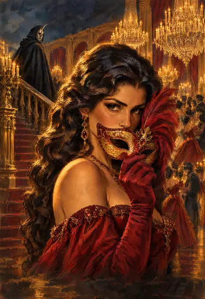 The Masquerade at Castle Vane, Vintage Pulp wallpaper for iPhone Duo