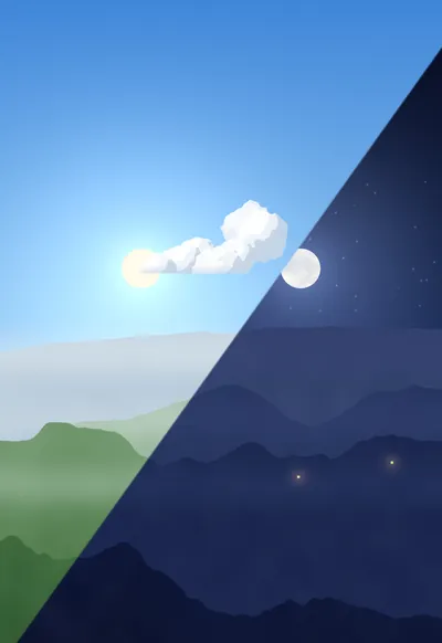 Day / Night, Split Panel wallpaper for iPhone Duo