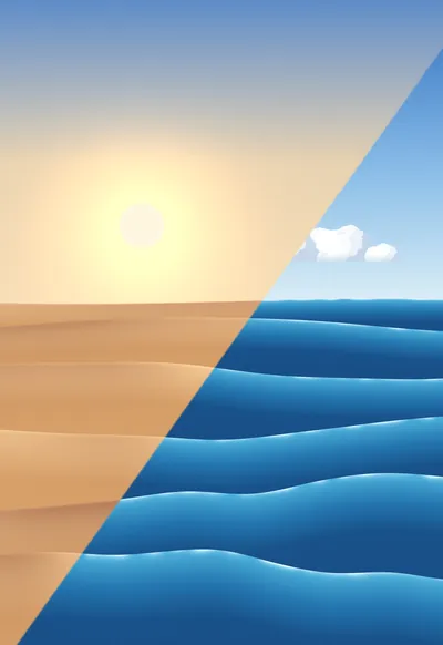 Desert / Ocean, Split Panel wallpaper for iPhone Duo
