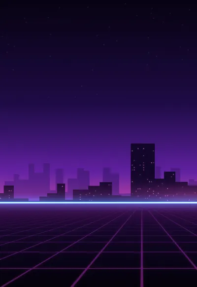 Laser Skyline, Synthwave wallpaper for iPhone Duo