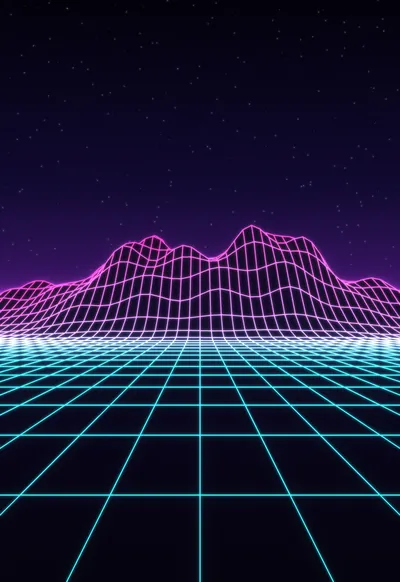 Outrun Peaks, Synthwave wallpaper for iPhone Duo